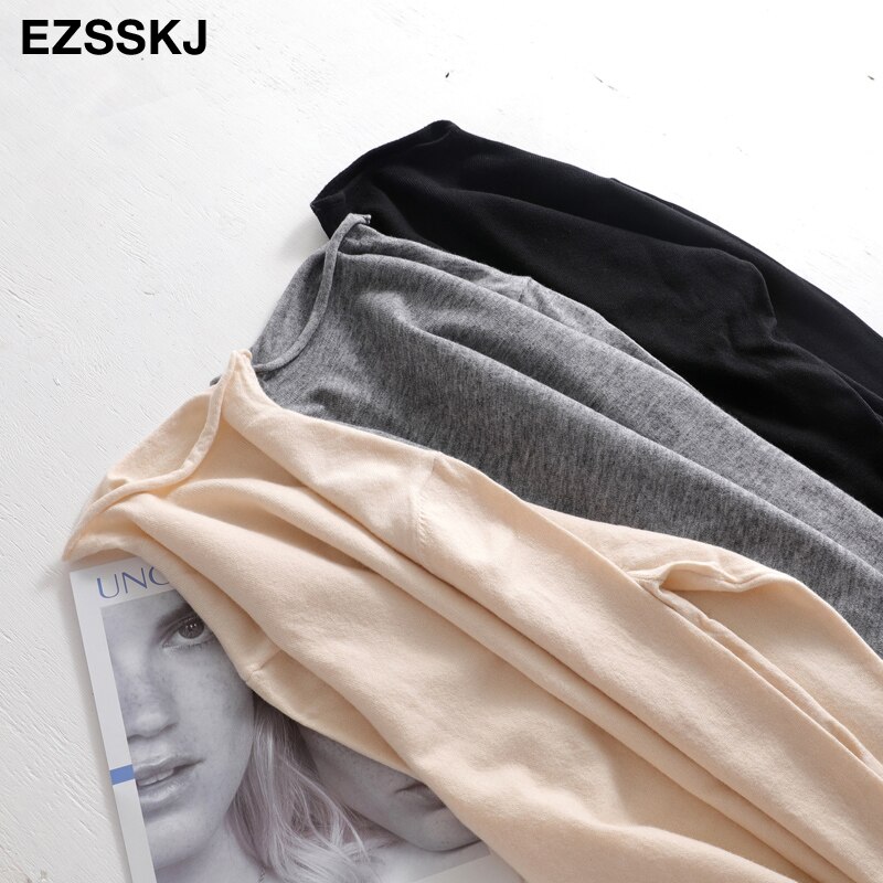 Høst vår oversize genser gensere kvinner løse kvinnelige basic tynn krøllet genser lange ermer strikkede gensere topp