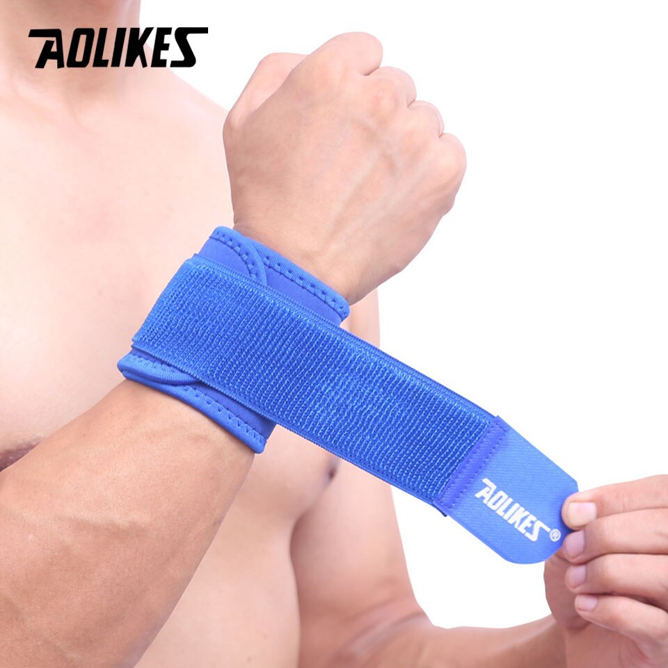 1Pcs Wrist Support Brace Brand Wristband Men Women Gym Wrestle Adjustable Sports Protection Wrist: Blue