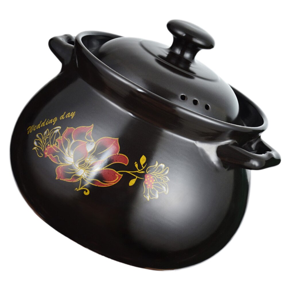1pc Kitchen Ceramic Stew Pot with Lid Ceramic Earthen Pot Home Stockpot