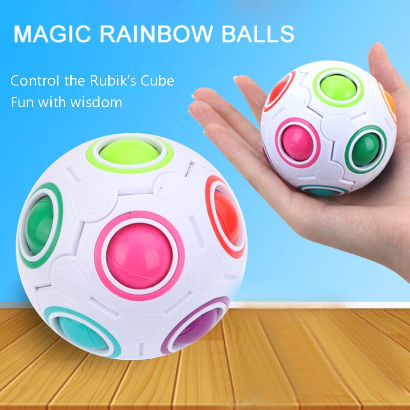 Magic Spherical Speed Rainbow Puzzles Ball Football Kids Educational Learning Puzzle Toys for Children Adult