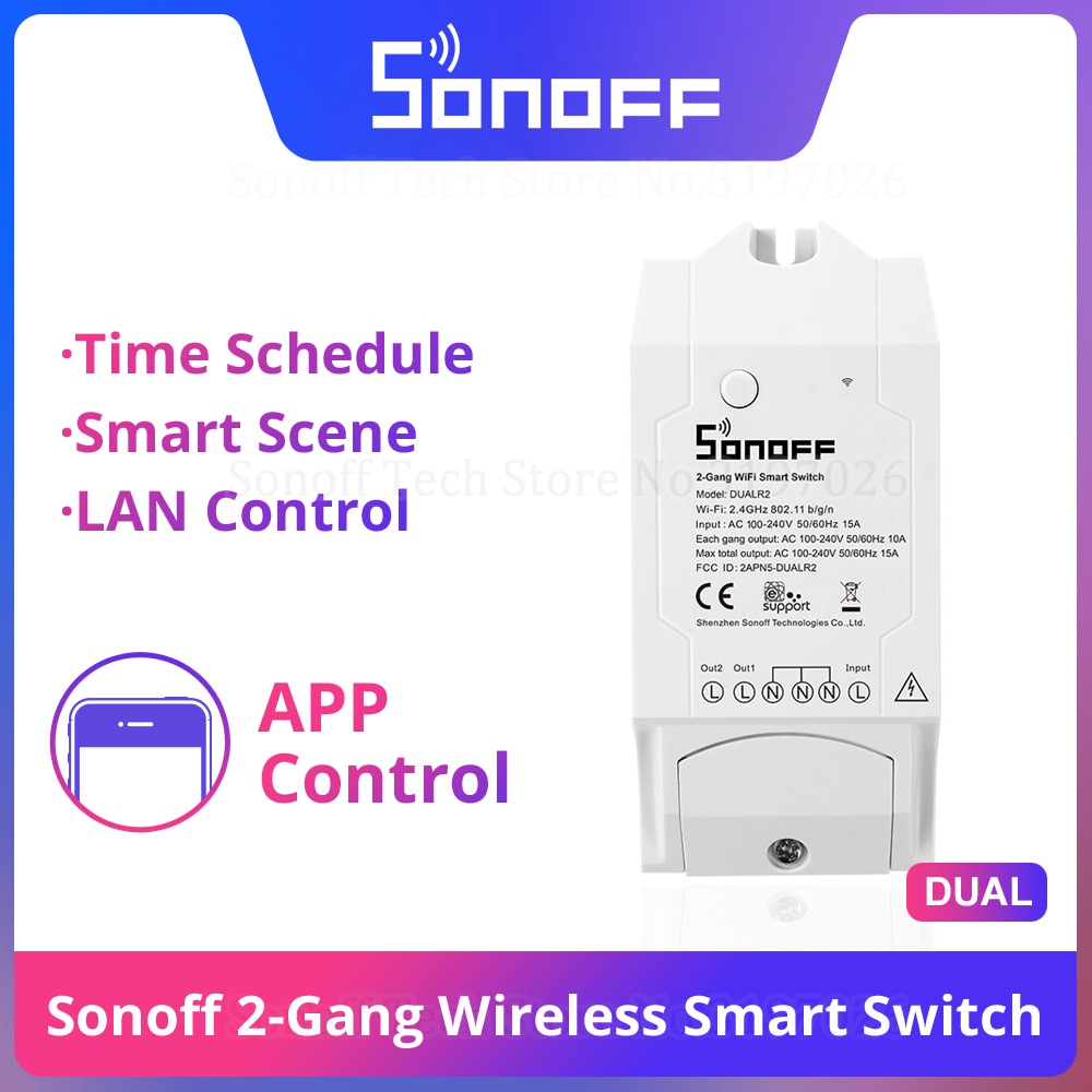 Itead Sonoff Dual 2 Gang Wifi Lichtschakelaar Afstandsbediening Schakelaar Smart Home Wifi Module Werkt Met Alexa Google Thuis ifttt