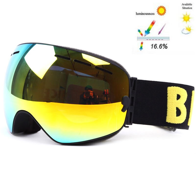 GOG-3100 Doppel schichten UV400 Anti-nebel polarisierte Ski brille für männer frauen große Ski maske gläser für skifahren Helm schnee snowboard: Silber
