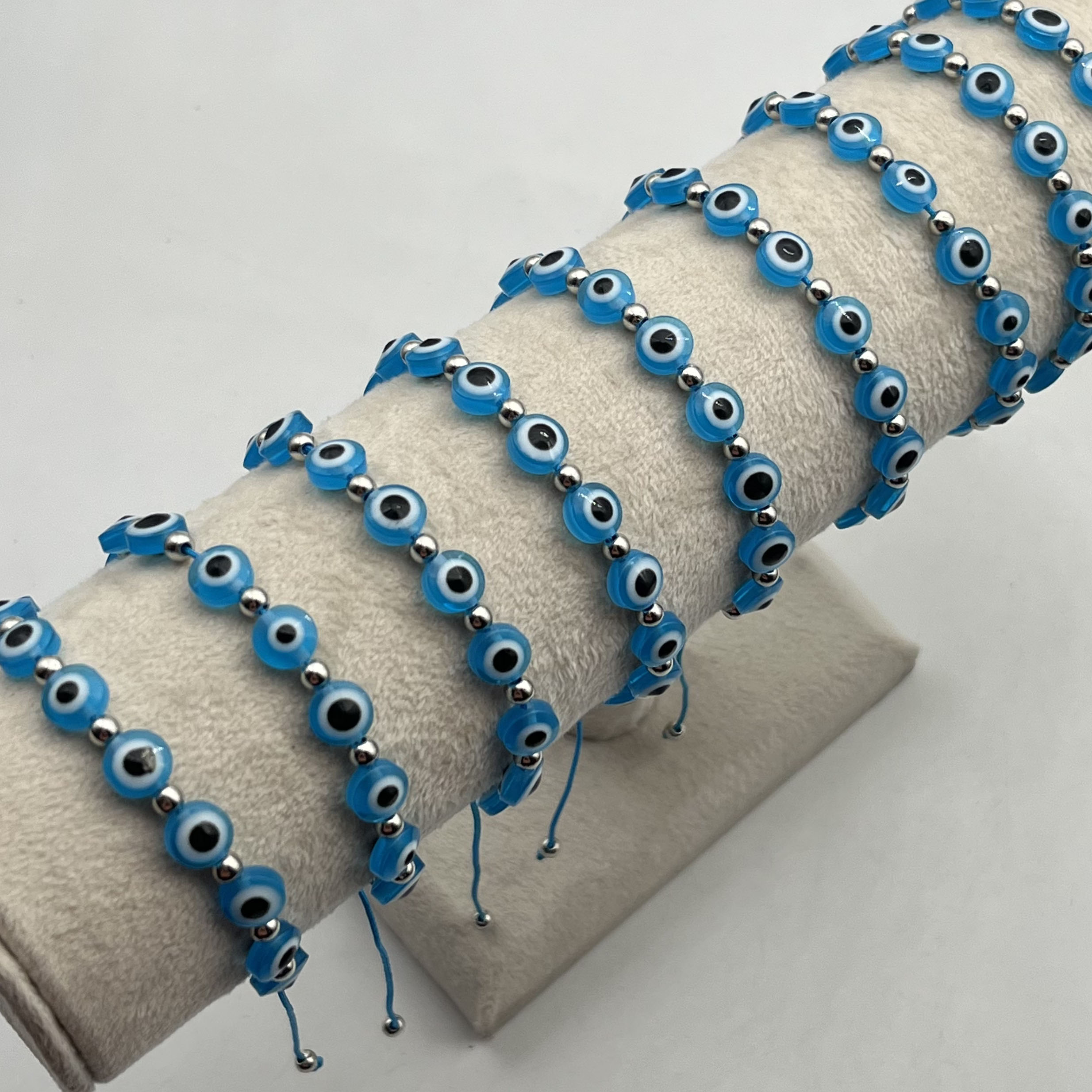 12 Pcs Evil Eye Armbanden Colorfu Enkelband Boho Hand-Geweven Geluk Armband Voor Moeder Vader Meisje Jongen Armband: lake blue