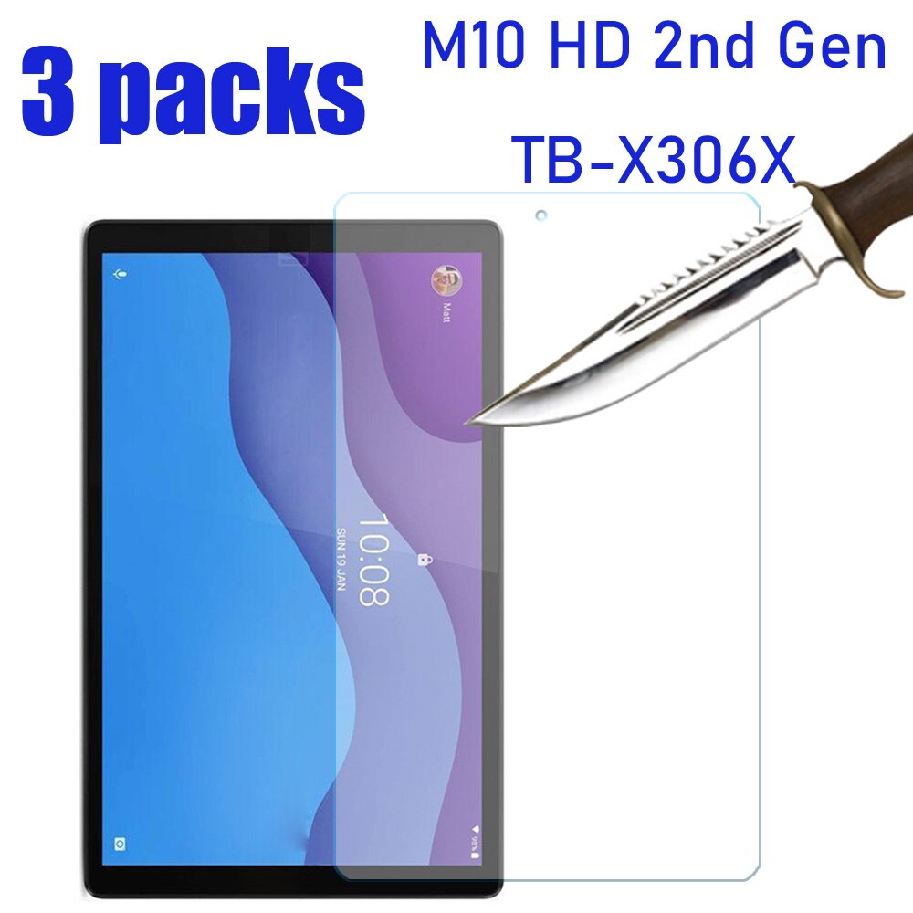 3 Packs Tempered glass screen protector for Lenovo tab 4 M7 M8 M10 HD FHD REL plus Gen 2nd E7 E8 E10 P10 P11 Pro Yoga 5 10.1: M10 Gen 2 3PCS