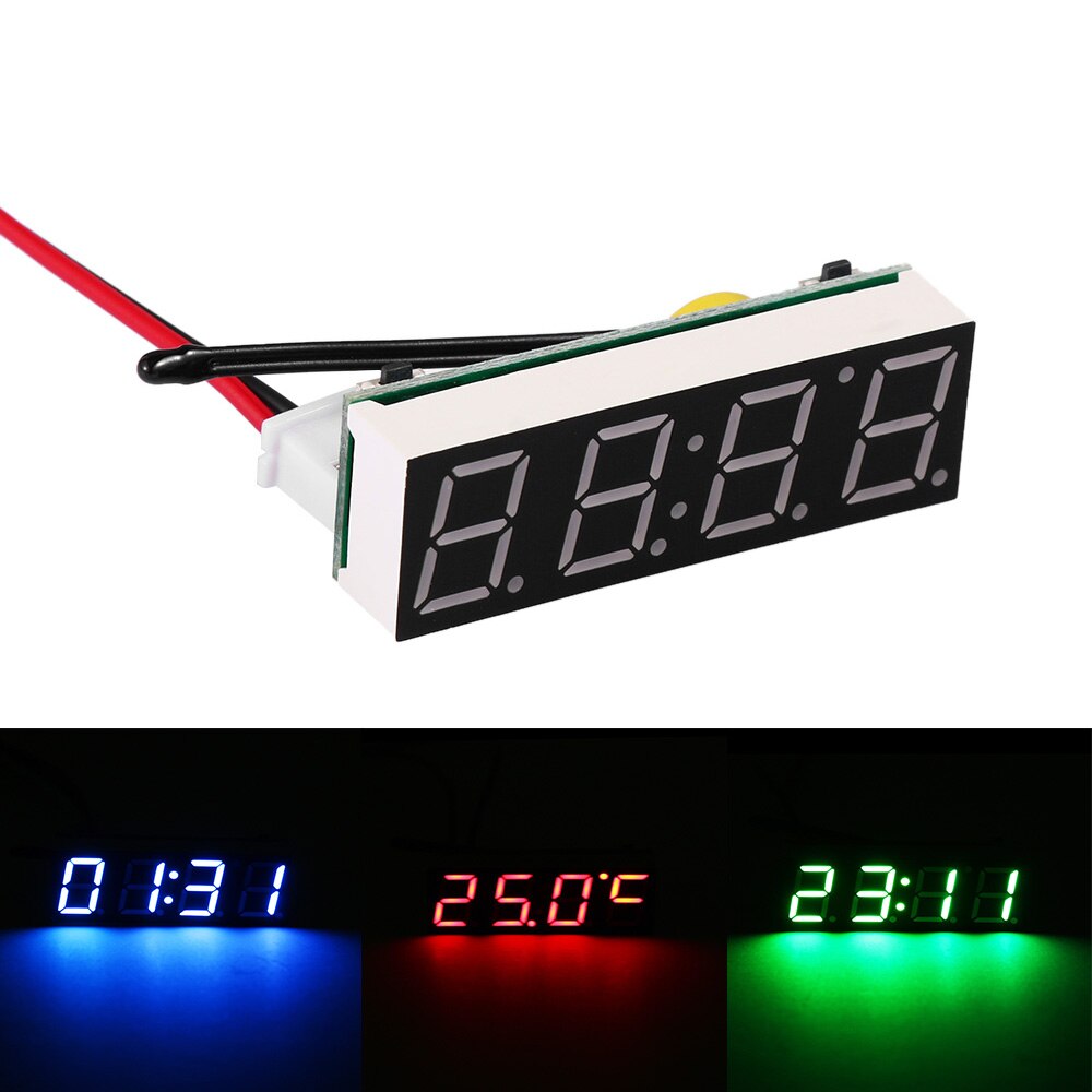 Mini Car Digital Clock Thermometer Voltmeter 3 IN 1 Meter Electronic INterior LED Display