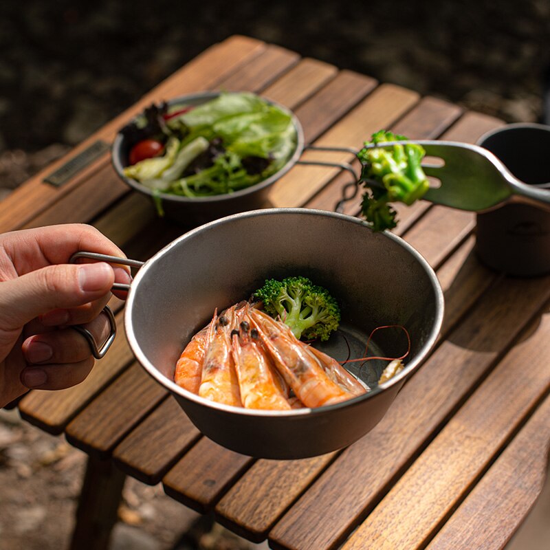 Naturvandring udendørs højtemperaturbestandig ikke let at korrodere letvægts hængende titanium skål camping grill service