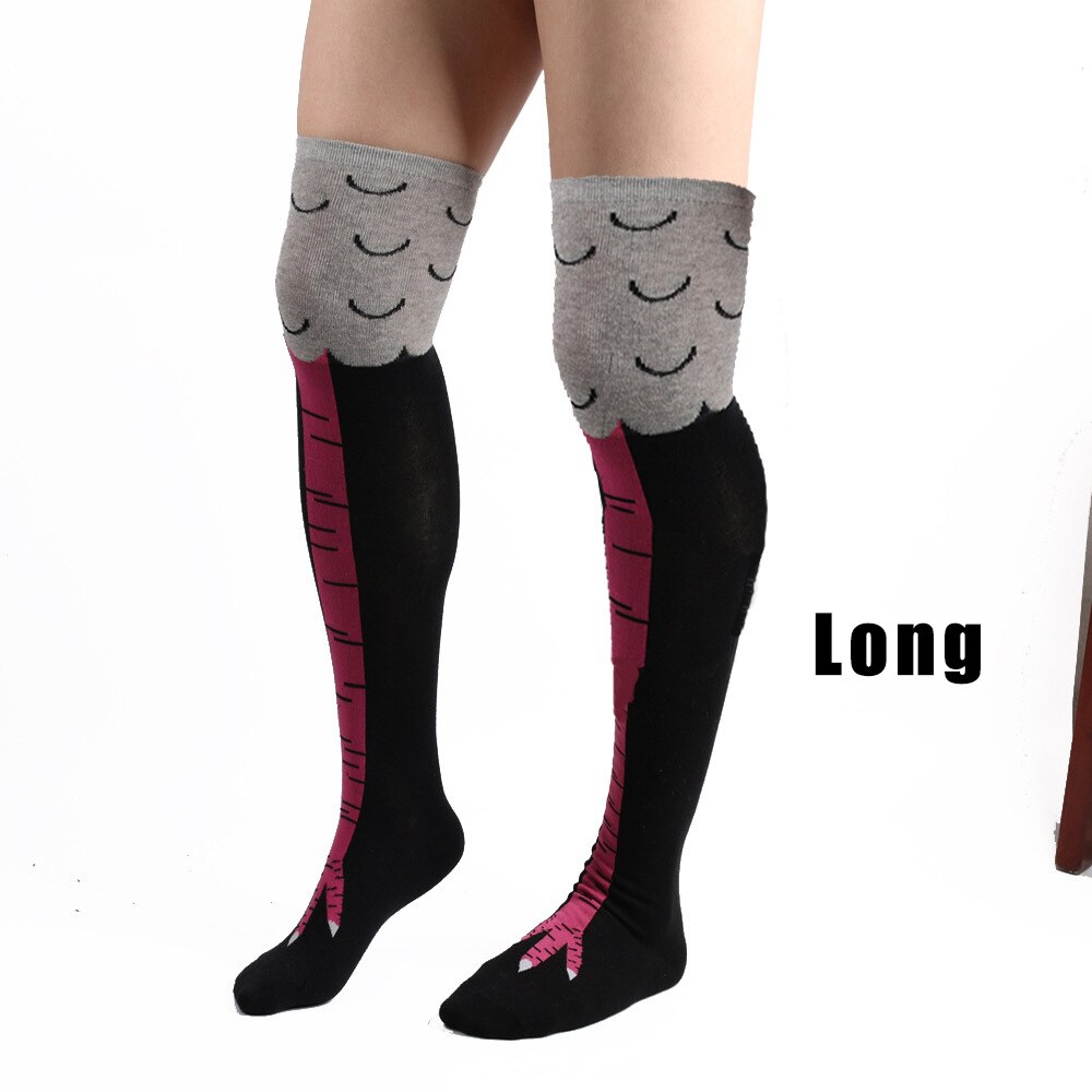Funny Cartoon Cosplay Chicken Leg Socks Thin Women High Flexibility Cotton Chicken Feet Toe Thigh High Sock For Women
