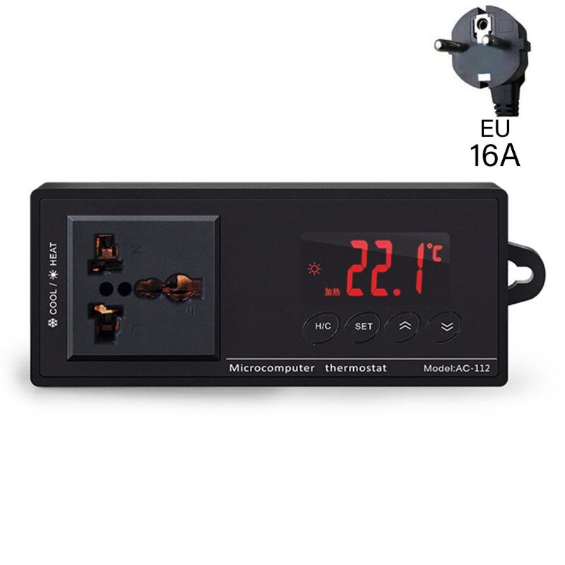 16a ac -112 uitlaat thermostaat digitale temperatuurregelaar aquariumverwarming accessoires met waterdichte sensor: Eu