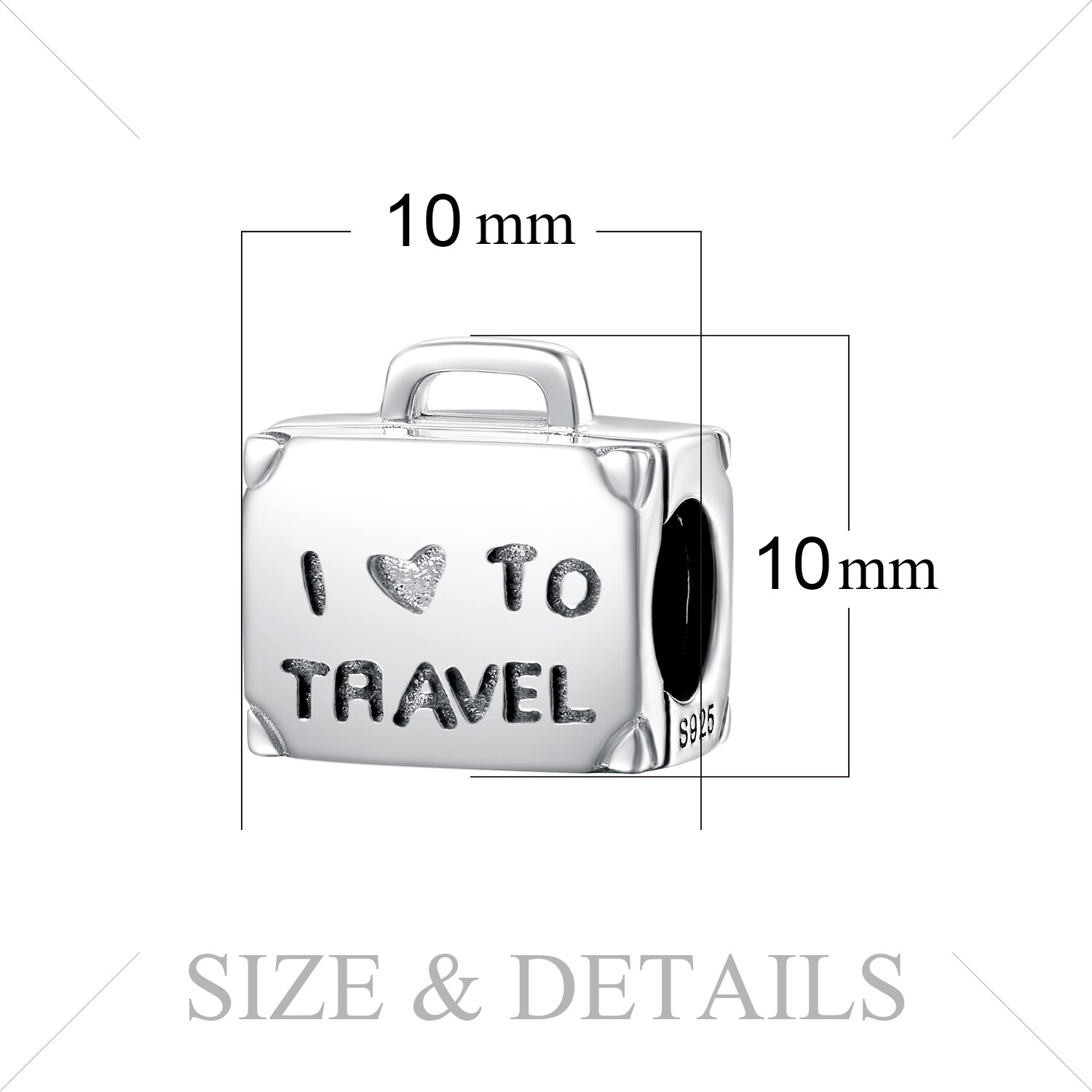 JewelryPalace Travel Luggage 925 Sterling Silver Beads Charms Silver 925 Original Fit Bracelet Silver 925 original Jewelry Lady