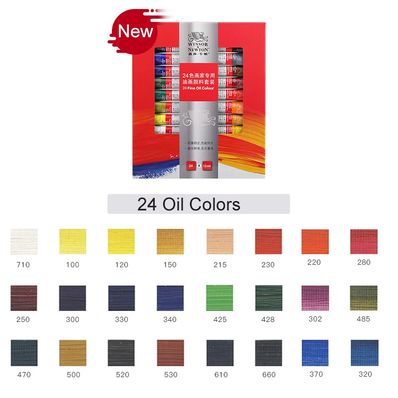 Winsor & Newton Aquarellen Acryl Olieverf Set 12/18/24/36 Kleuren 10Ml Tube Rijke Pigmenten Blijvende Voor Beginners Student: 24 Oil Colors