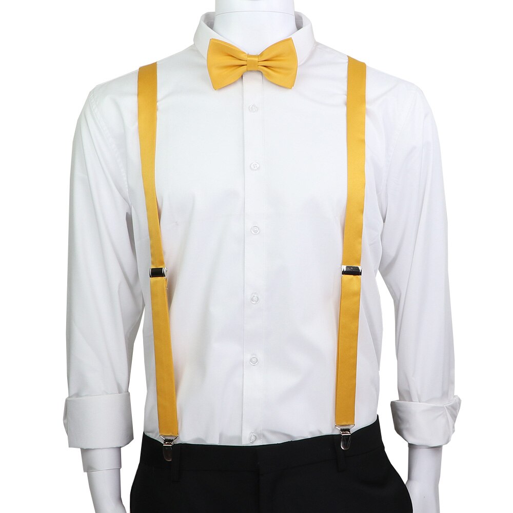 Suspensórios de couro elástico, cor sólida, conjunto de gravata borboletas ajustáveis para homens e mulheres, tiras para festa de casamento, acessórios de gravata, presente