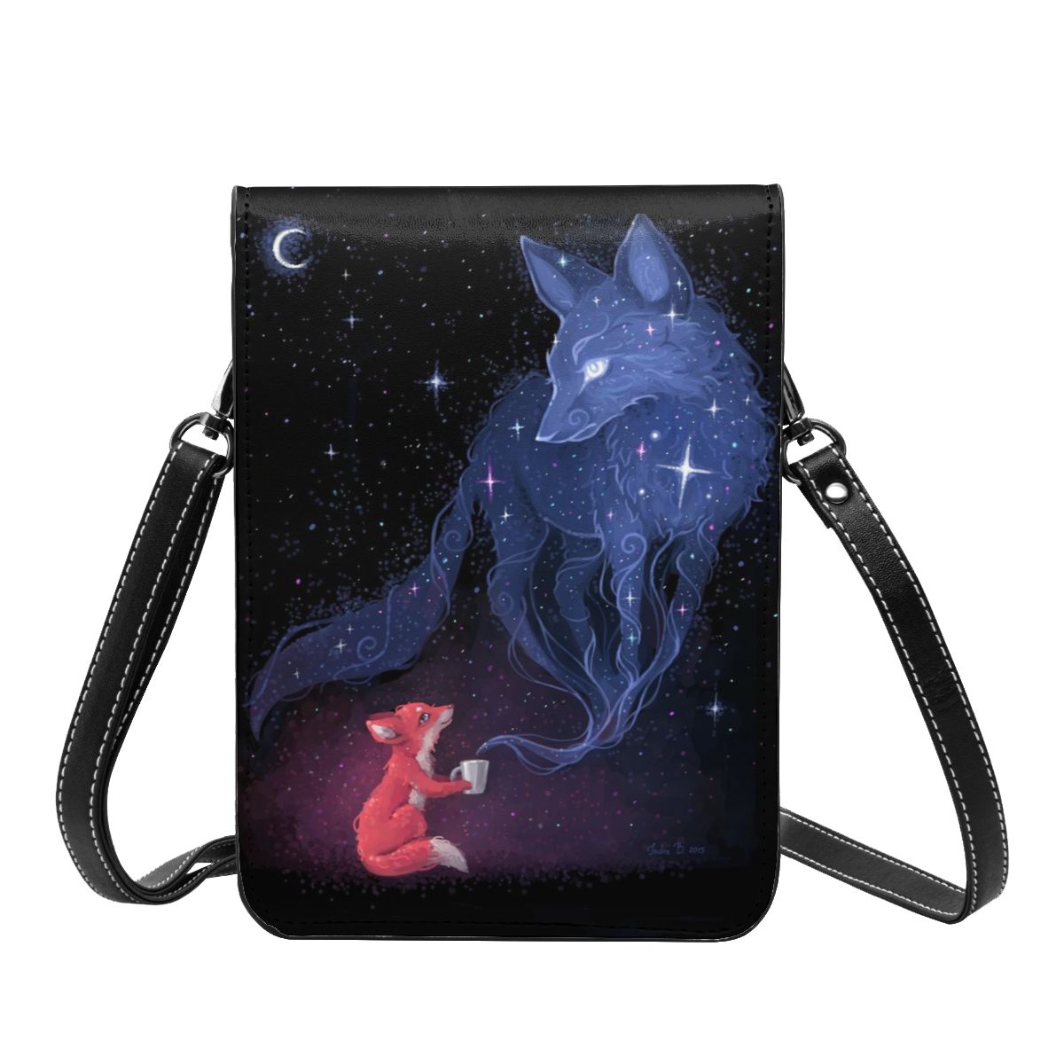 himmlisch Fuchs Schulter Tasche Mond Sterne Nacht Ich bin Freien Leder praktisch Tasche Frau Groß Lustige Taschen