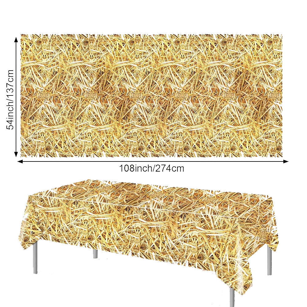 Farm Hay Table Cover Straw Tablecover Cowboy Western Birthday Theme Grass Tablecloth Decorations Hawaiian Luau Party Supplies