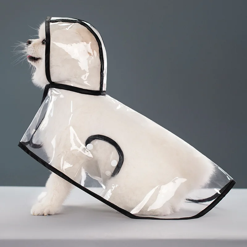 Pet Dog Raincoat Waterproof Pet Clothes Hooded Rain Jacket for Small Medium Dogs Transparent Plastic Puppy Rain Poncho Rainwear: L / WHITE