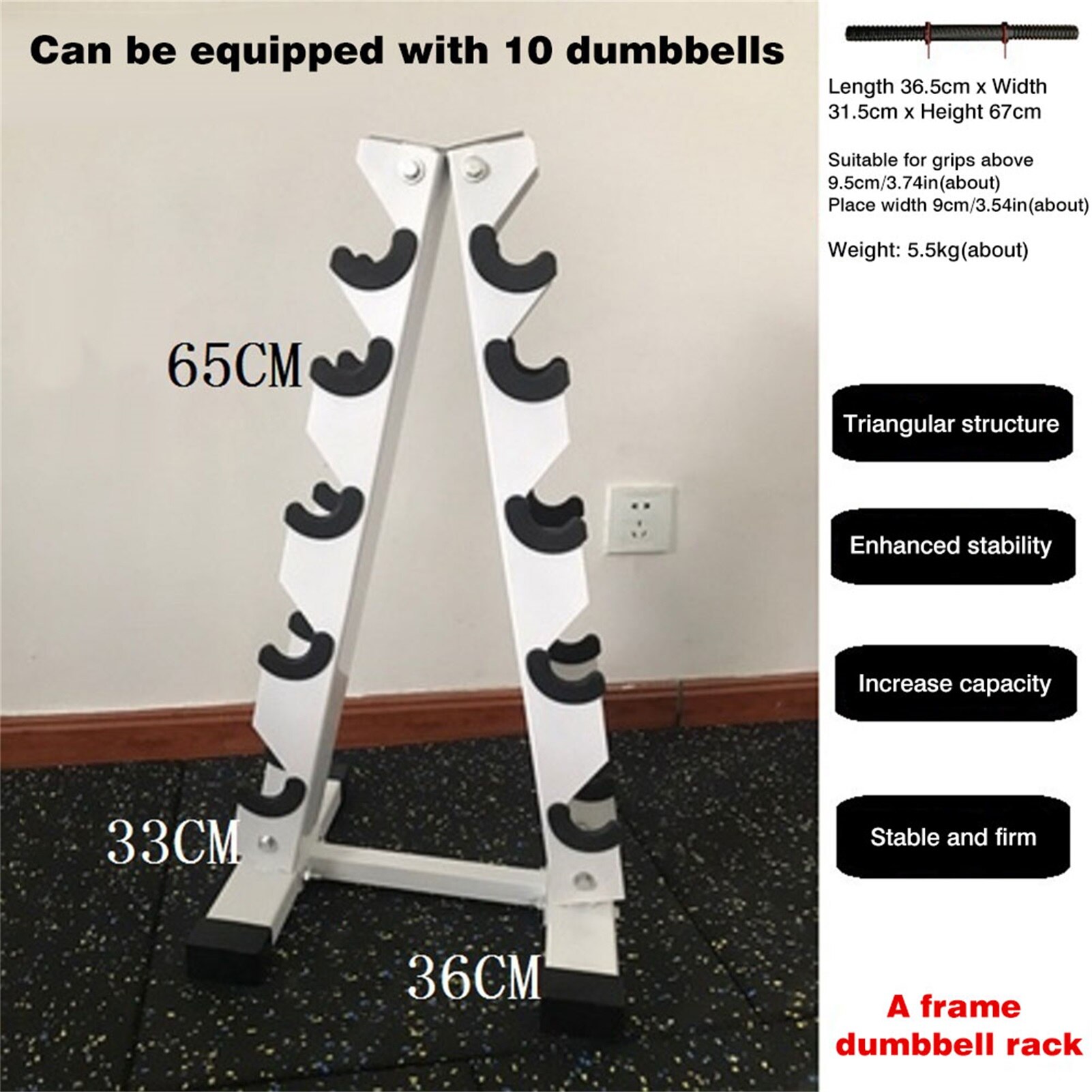 A-Frame Dumbbell Rack 5 Tier Weight Rack Stand Multi-layer Hand-held Dumbbell Storage Rack For Home Office And Gym Supplies