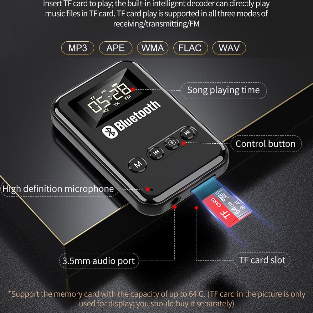 Tebe LCD Bluetooth Empfänger Absender Audio- Adapter Drahtlose Auto FM Sender Wagen Bausatz Unterstützung TF Karte Spielen für PC