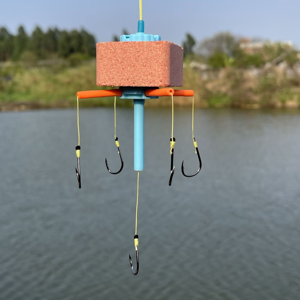 String Hook Fishing Bait Cage Carbon Steel Anti Winding Line Group Feeder Sinker Five Hook Bighead Carp Specific