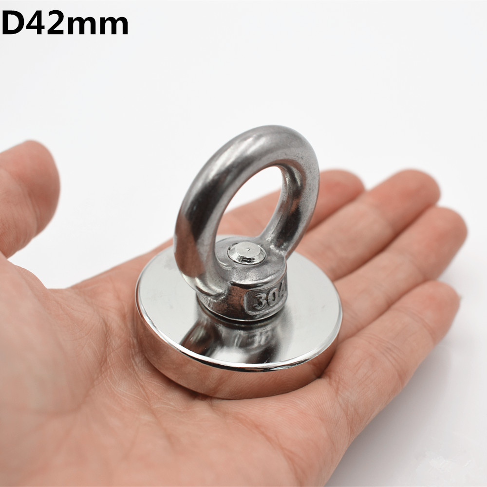 Strong Neodymium magnet super powerful search magnet hook power magnetic fishing magnet salvage permanent NdfeB holder: D42mm