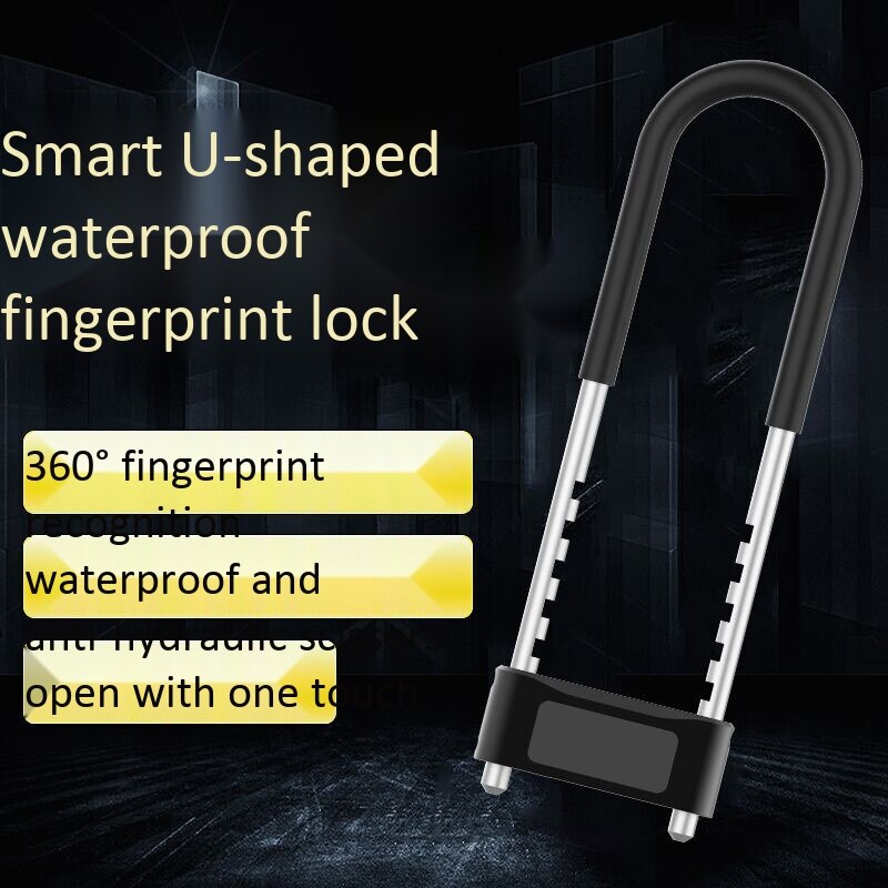 U Lock Fingerprint Lock Mechanical Key Waterproof Anti-Theft Bicycle Lock Motorcycle Lock for Office Glass Door Lock