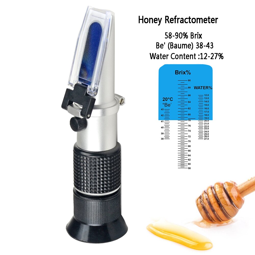 Honey Refractometer 58-90% Sugar Content Beekeeping Portable Refractometer Concentration Meter With ATC Honey Moisture Tester