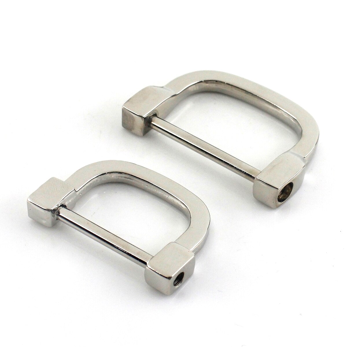 1 x metalen 2 maten d-ring sluiting gesp sleutelhanger ring haak schroef pin verbinding connector tas riem sluiting lederbewerking onderdelen: Groot formaat / Zilver