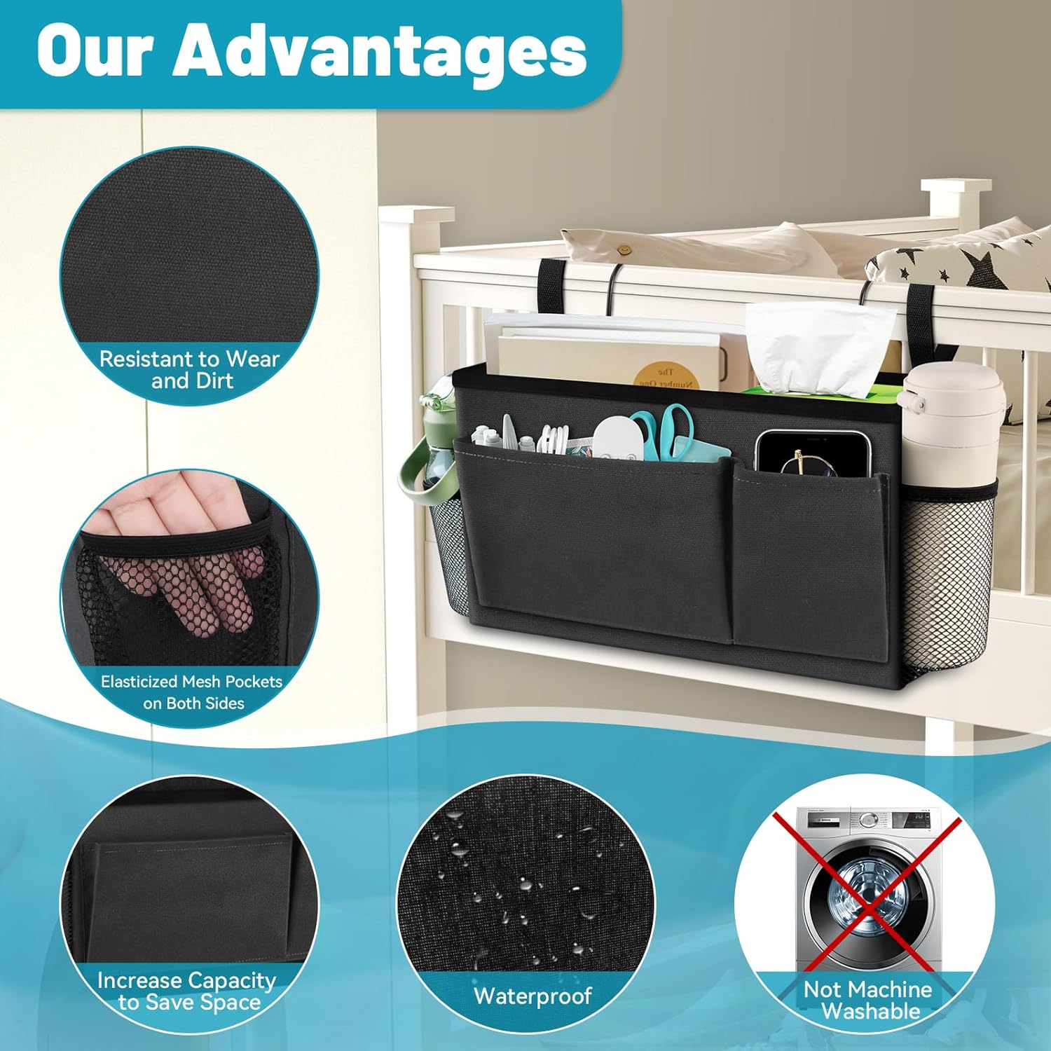 Nachtkastje Organizer voor stapelbedaccessoires Slaapzaalopslag voor nachtkastje Plank en stapelbed Plank Bed Caddy voor thuis