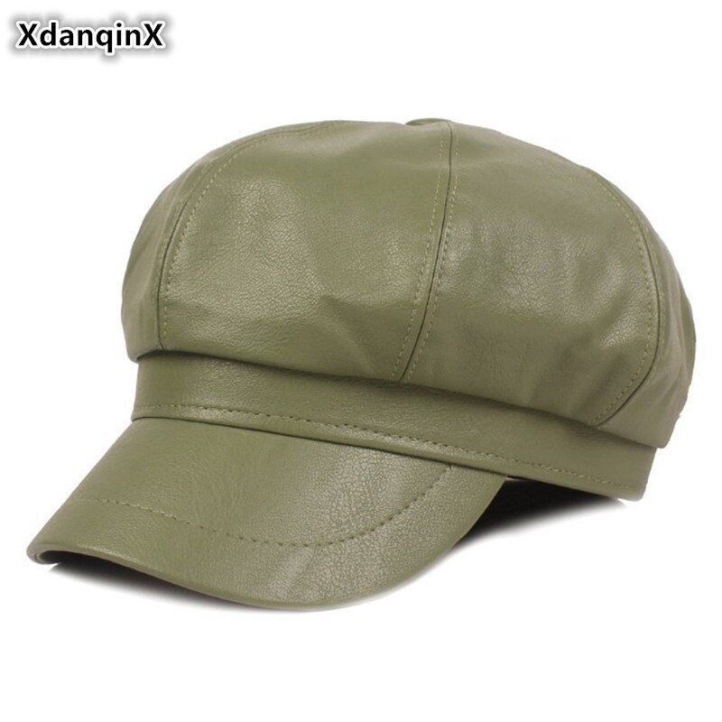 Xdanqinx dam pu konstläder tidningspojkekepsar dam märken keps dam höst vinter hattar snapback hatt studentkeps
