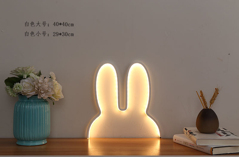 Kanin natlamper usb-drevet led-lampe sød dyr led natlampe børn baby ved siden af bordlampe soveværelse natlampe: Hvid / Hvid