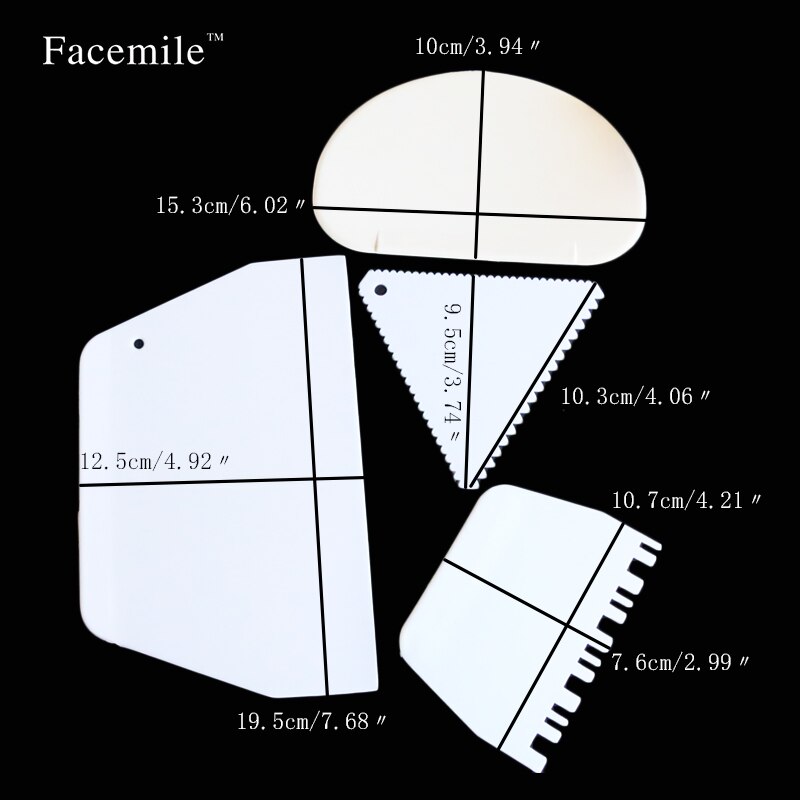 4 stks/set Soepeler Kam Set Cake Edge Side Decorating Gereedschap Schraper Fondant cake Decoraing tool 51073