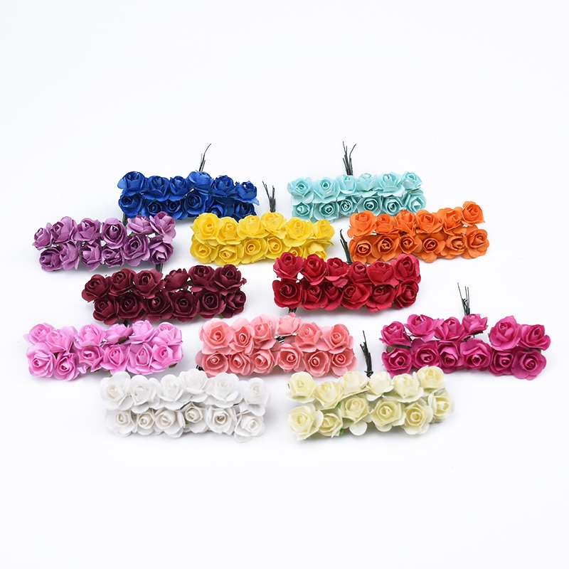 12 stuks Decoratieve bloemen kransen scrapbooking Papieren bloemen kerst decoraties voor thuis diy box kunstbloemen
