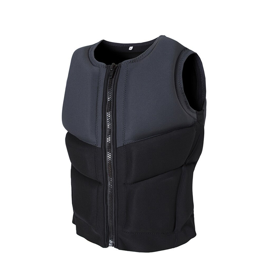 Neopren Leben Weste Männer Frauen Leben Jacke Auftrieb Rettungsweste Angeln Surfen Treiben Schwimmen Schwimm Kleidung Wassersport: Black grey / S(58-70KG)