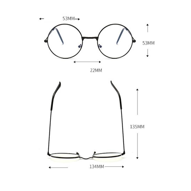 Vintage Round Metal Frame Blue Light Blocking Personality College Style Clear Lens Eye Glasses Eye Protection Mobile Phone Game