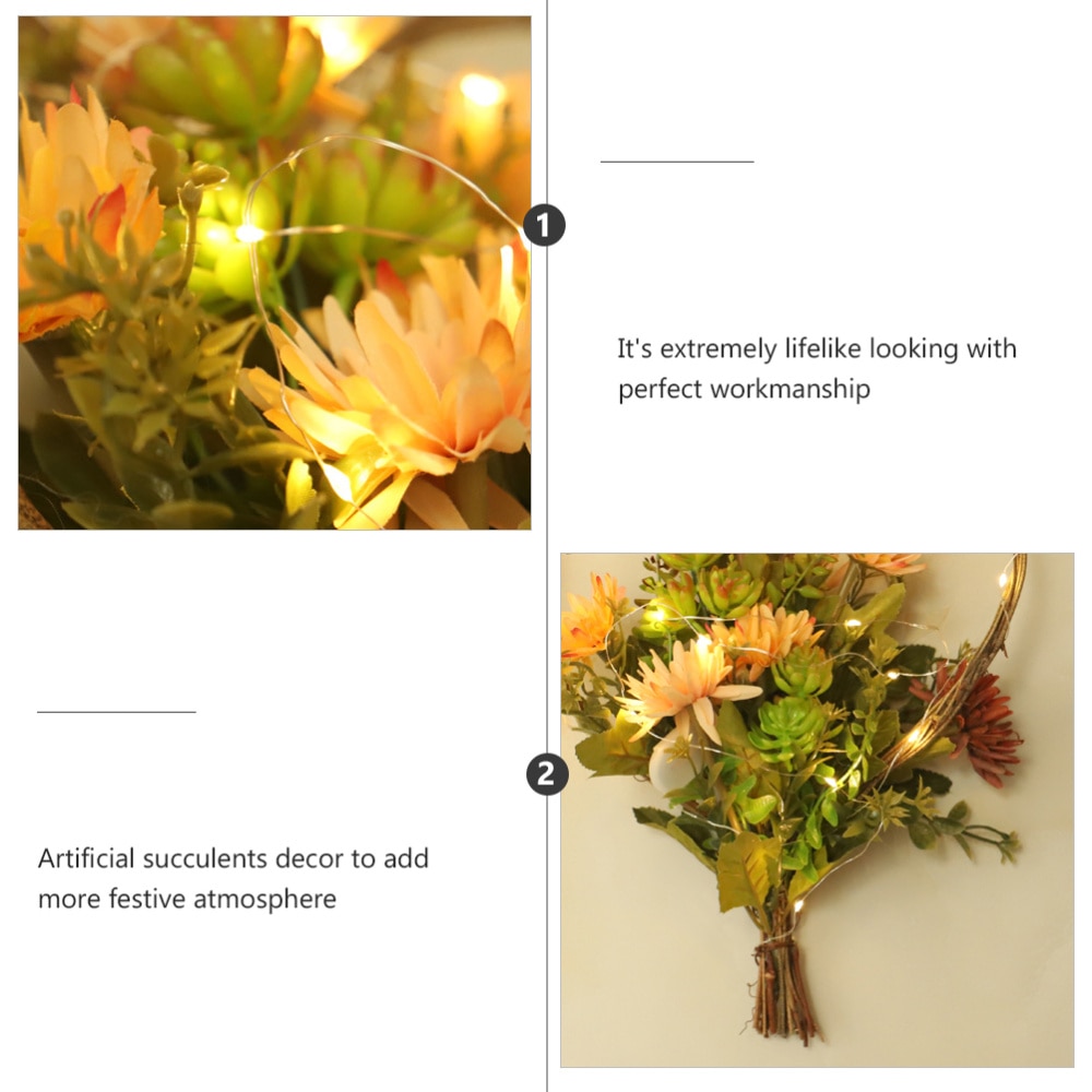 1pc Simulation Garland Heart Style Garland Fleshiness Decor Bedroom Wreath Simulation Garland for Door Wall Bedroom