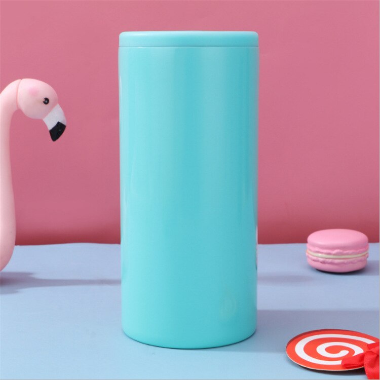 12oz Vacuum Beer Thermos Double Wall Outdoor Cold-Keeping Juice Cola Cans Bottle 304 Stainless Steel Beer Cooler Cups: Blue