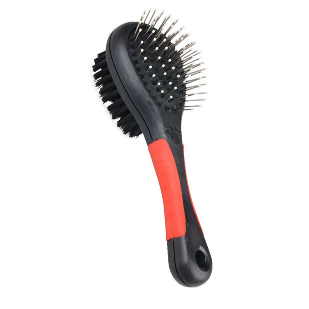 1Pc Dubbele Geconfronteerd Hond Kam Lang Haar Borstel Plastic Handvat Puppy Kat Massage Bad Borstel Multifunctionele Pet Grooming tool