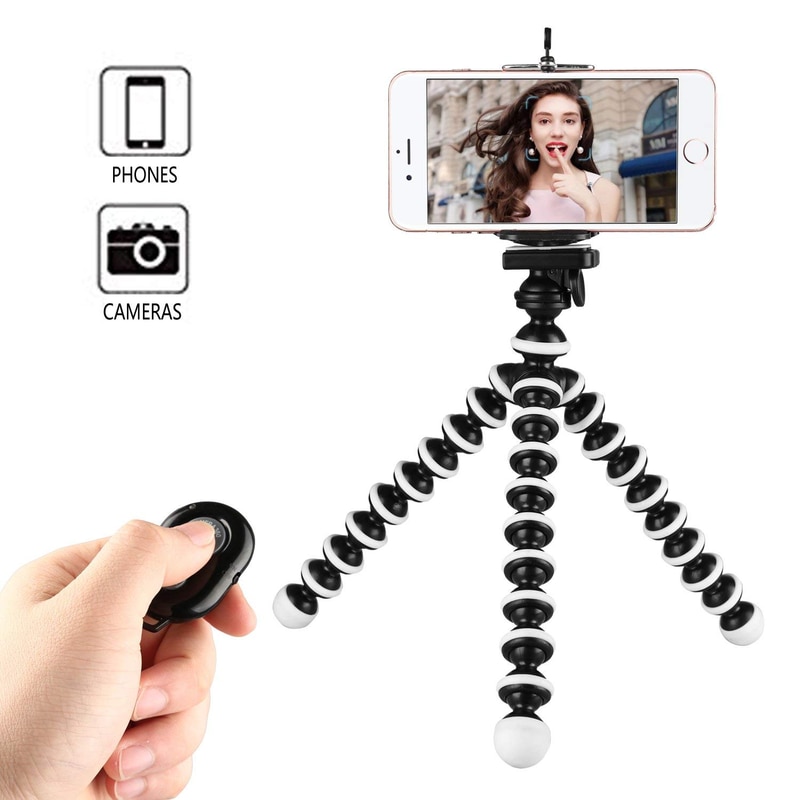 Mini palo Selfie para teléfono, soporte de trípode con Control remoto, Clip de teléfono Compatible con iPhone Xs MAX XR X 8P 7P 6S Galaxy S9 Plus