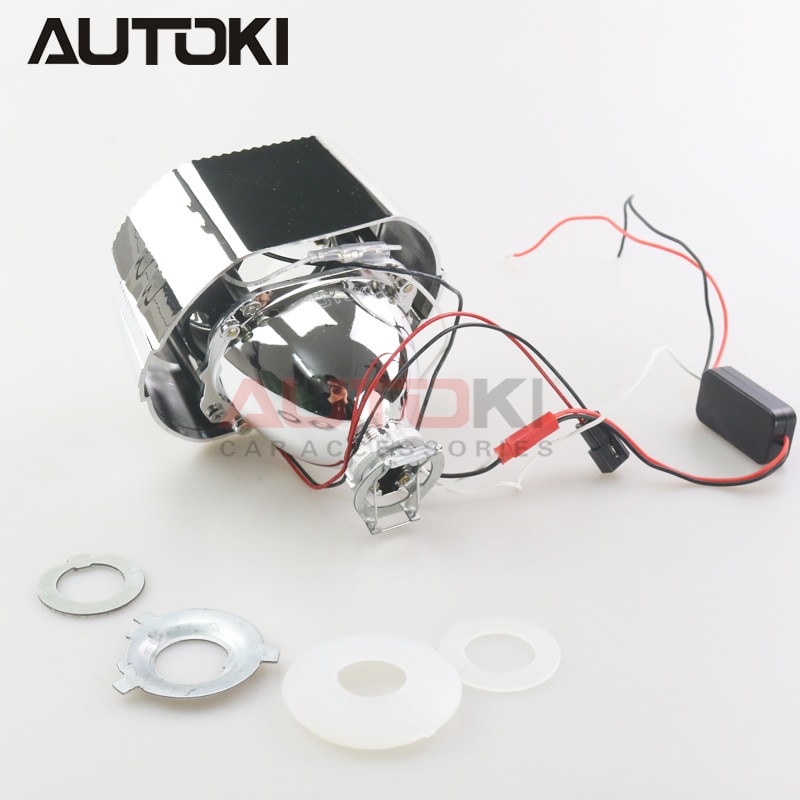 Autoki sport led ängelögon+ bi xenonlins projektor strålkastare för bil eftermontering dagsljus 2.5/3.0 h4 h7