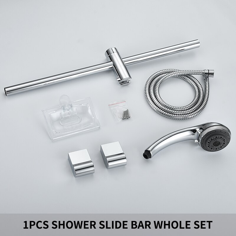 Adjustable 7 Function Sliding Bar Set Wall Mount Shower Riser Slide Bar with Hand Held Shower Sliding Bar Set Column Sliding Bar: Dark Khaki