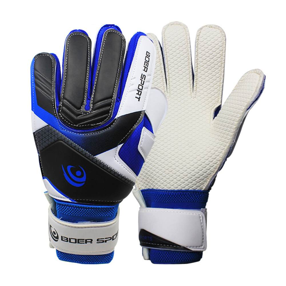 Hand Protection Children Goalkeeper Gloves Kids Wearable Anti-Slip Soccer Goalie Gloves Double Protect Full Finger: Blue / 8