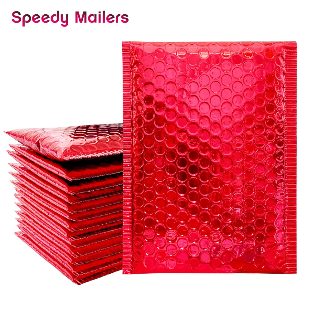 10PCS Dark Red Metallic Foil Bubble Mailers Aluminized Postal Bubble Bags Wedding Bags Packaging Padded Envelopes