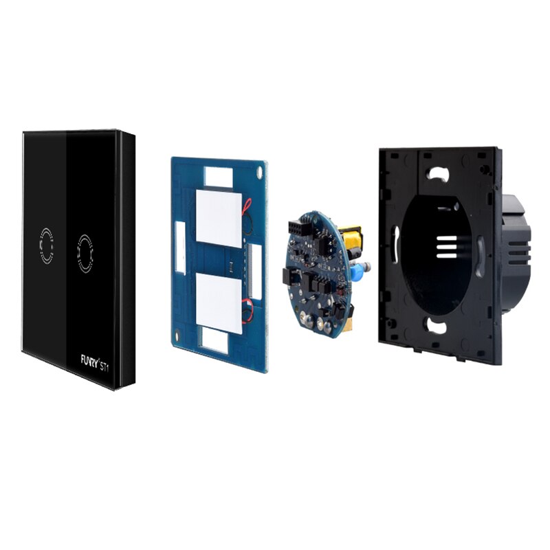 EU Wall Switch Touch Switch Sensor Switch ST1 2Gang Smart Remote Control Luxury Crystal Glass Panel Surface Waterproof RF 433MHz