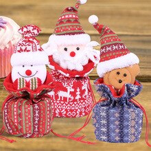 Kerst Candy Bags Voor Kinderen Kerstman Sneeuwpop Elanden Trekkoord Draagbare Snoepzak Sacchetti Natale Kerst Tassen