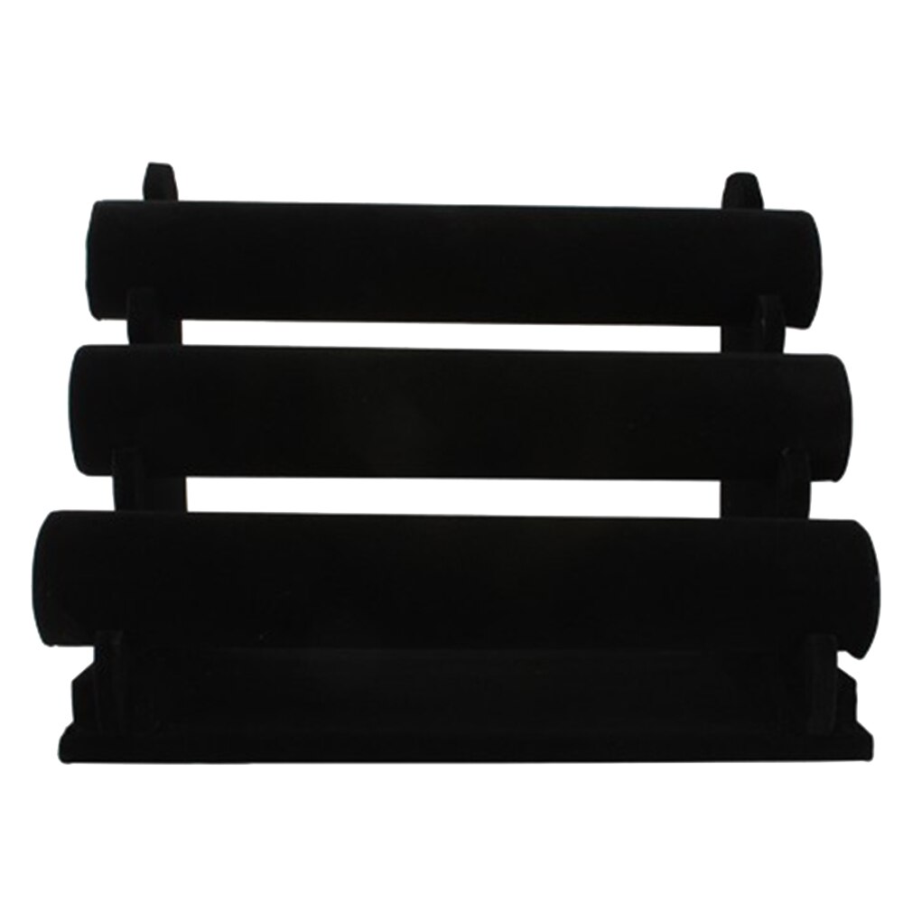 Wielowarstwowy, czarny, przenośny, aksamitny stojak na bransoletki, bransoletki, naszyjniki, nakrycia głowy, organizer na zegarki i biżuterię, stojak w kształcie litery t: Trzy warstwy