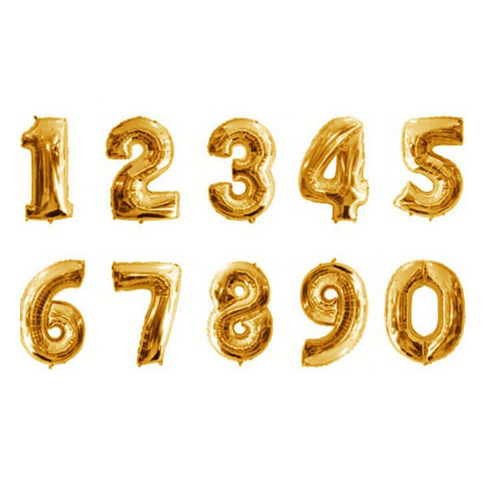 Rose Gold Balloon 1pc16inch Blue Foil Baloon Number Helium Globos Happy Birthday Wedding Party Decoration Digit Ballon