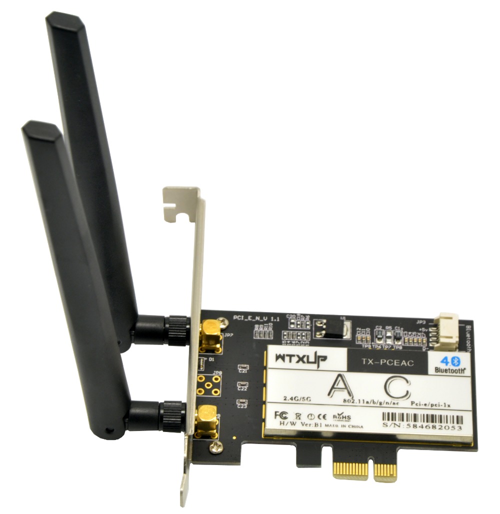 Wtxup qualcomm atheros qcnfa344 1200 mbps desktop 802.11ac pci express wifi adaptador sem fio pci-e + bluetooth 4.1 bt 4.1