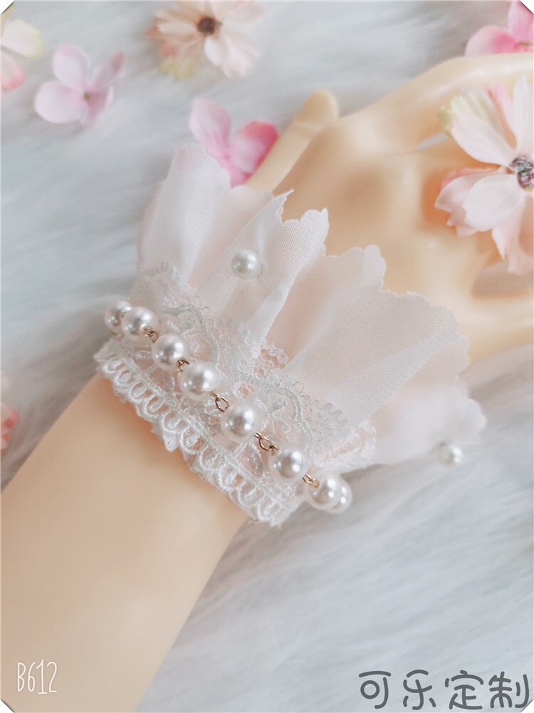 Handgemaakte Paleis Stijl Vintage Zoete Lolita Hand Mouwen Fairy Kant Parel Elegante Tea Party Wedding Handboeien Accessoires