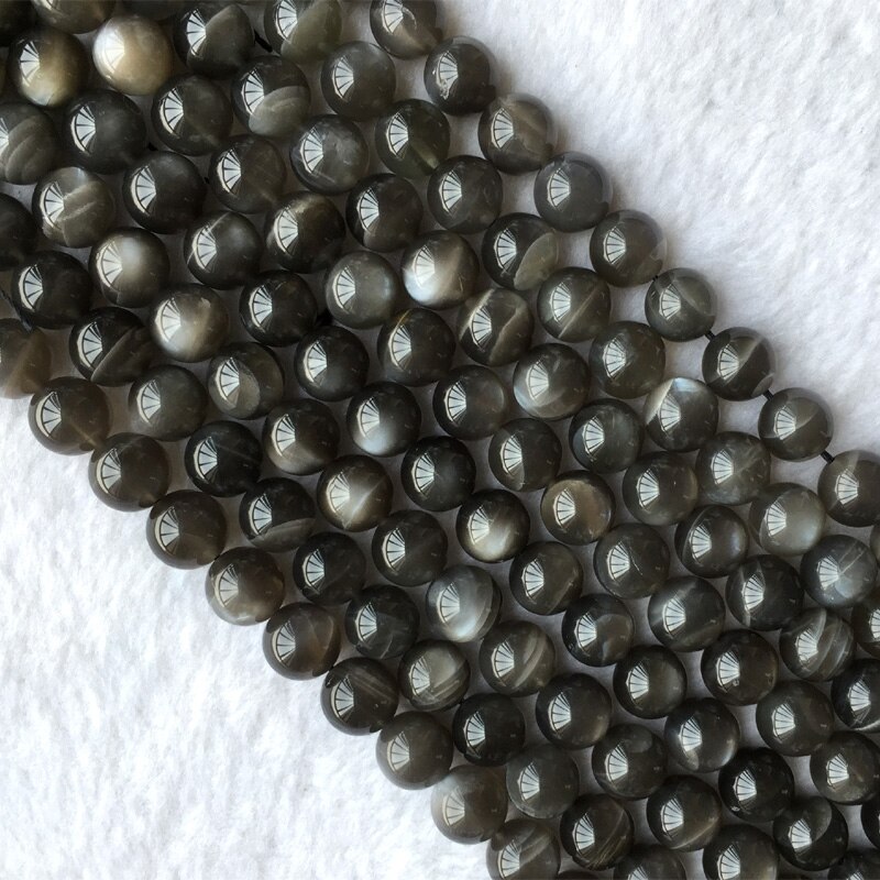 Hig Qualità Genuino Nero Naturale pietra di Luna luce del flash Allentati Rotondi Della Pietra Preziosa Branelli della Sfera 6 millimetri 8 millimetri 10mm 12mm 15 "05599