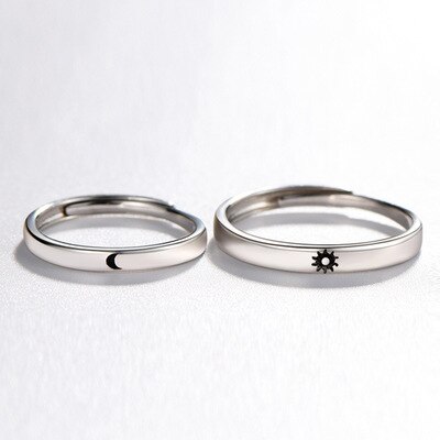 Zon Maan Liefde Paar Ring Student Memorial Voor Vriendin Verstelbare Ring Mannen En Vrouwen Engagement Sieraden: 1 Women Moon Ring