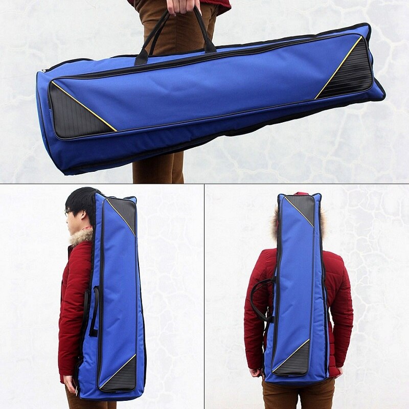600D Trombone Gig Bag Waterbestendig Oxford Doek Rugzak Verstelbare Schouderbanden Katoen Gewatteerde Voor Alto/Tenor Trombone: Deep Blue