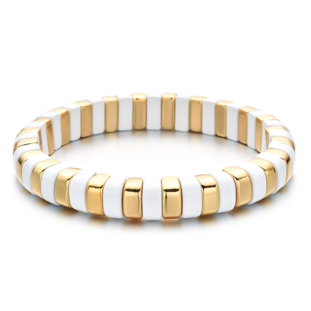 2022 Summer Gold Color Enamel Bracelet Tile Bracelet Bohemian Stackable Stretch Bracelets For Women Jewelry: A6